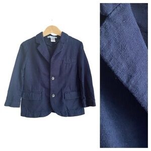 Janie and Jack Navy Blue Linen Cotton Blazer Jacket 3t